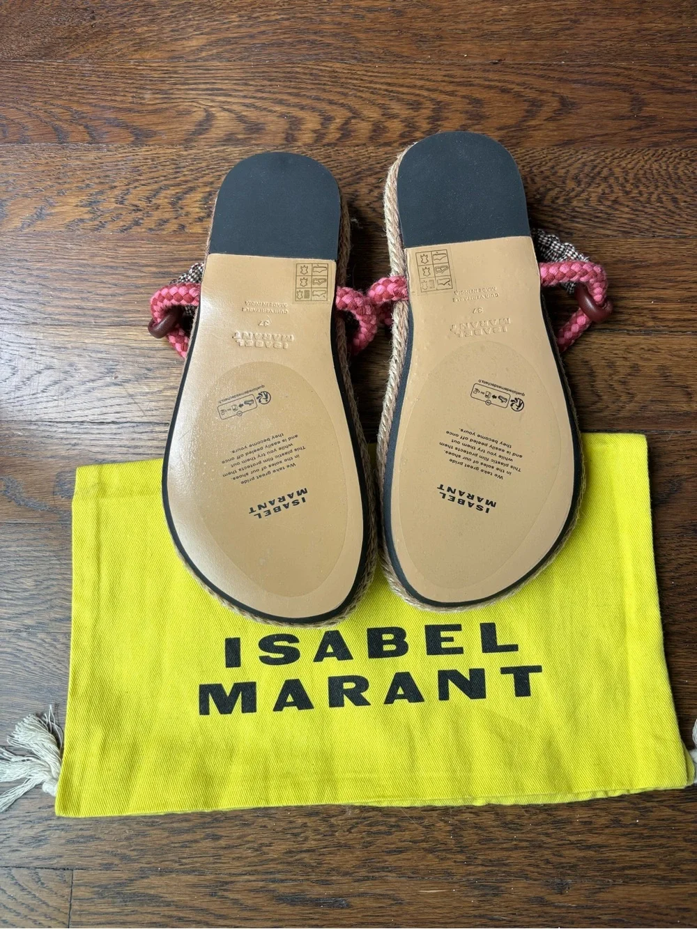 Isabel Marant Braided Coral and Burgundy Sandals